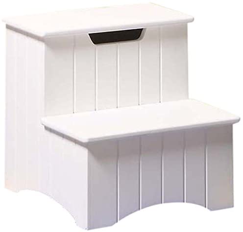 Best Bed Stools For Seniors | Kings Brand Large White Finish Wood Bedroom Step Stool