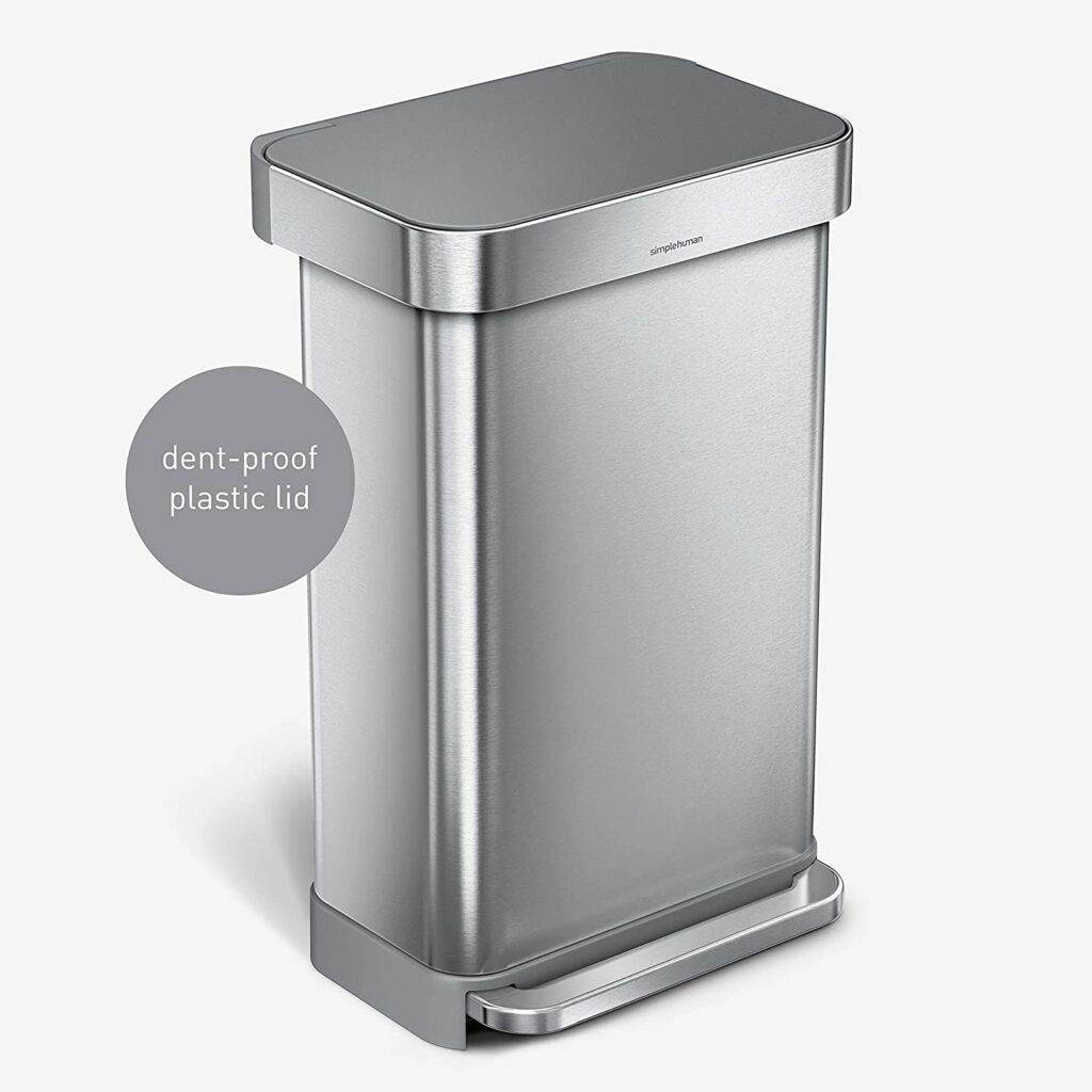 Best Kitchen Trash Cans | simplehuman 45 Liter Rectangular Hands Free Kitchen Step Trash Can 1